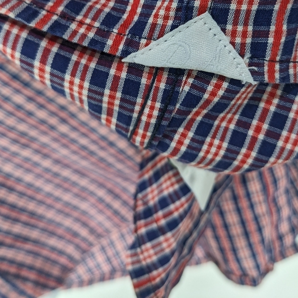 DANIELE ALESSANDRINI Plaid Short Sleeve Shirt Size 16 - Picture 7 of 10